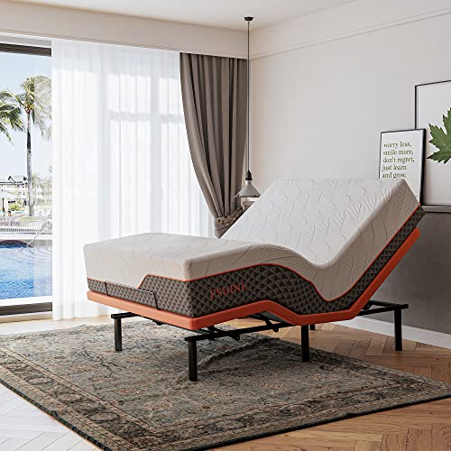 Split King Adjustable Bed Frame with Mattress - 14” Luxury Hybrid Mattress, Smart APP Contorl, Massage, Zero Gravity, Anti-Snore, 5 Minutes Installation, Head and Foot Incline, Medium Soft, Split King