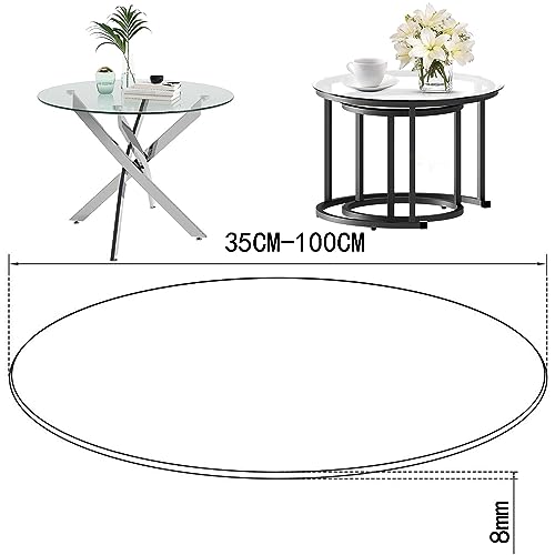 SAGIDAR Round Tempered Glass, Clear Table Top, Round Glass Table Top, Clear Glass High Gloss, Glass Tops for Dining Room Table, Clear Glass Easy to Clean, 19IN 24IN 28IN 32IN 39IN