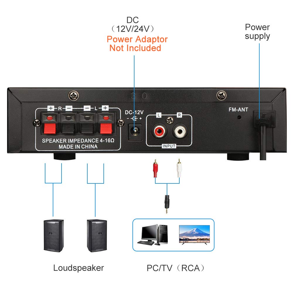 Amplifier Home Audio,Bluetooth Stereo receivers ARCHEER 2 x 45W Mini Hi-Fi Amplifier Dual Channel Mixer Sound Stereo with Bass and Treble Control for Home Theater PA Car Tablet PC, Studio Use Pack of 2
