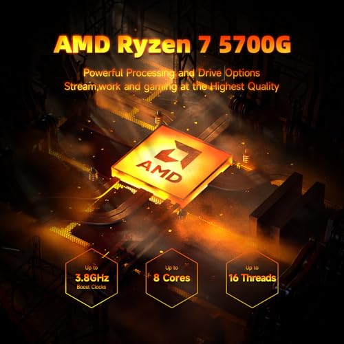 Gaming PC Desktop – AMD Ryzen7 5700G 3.8GHz, AMD Radeon Graphics, 1TB NVME SSD, 16GB DDR4 RAM 3200, 550W PSU, Windows 11 Home 64-bit