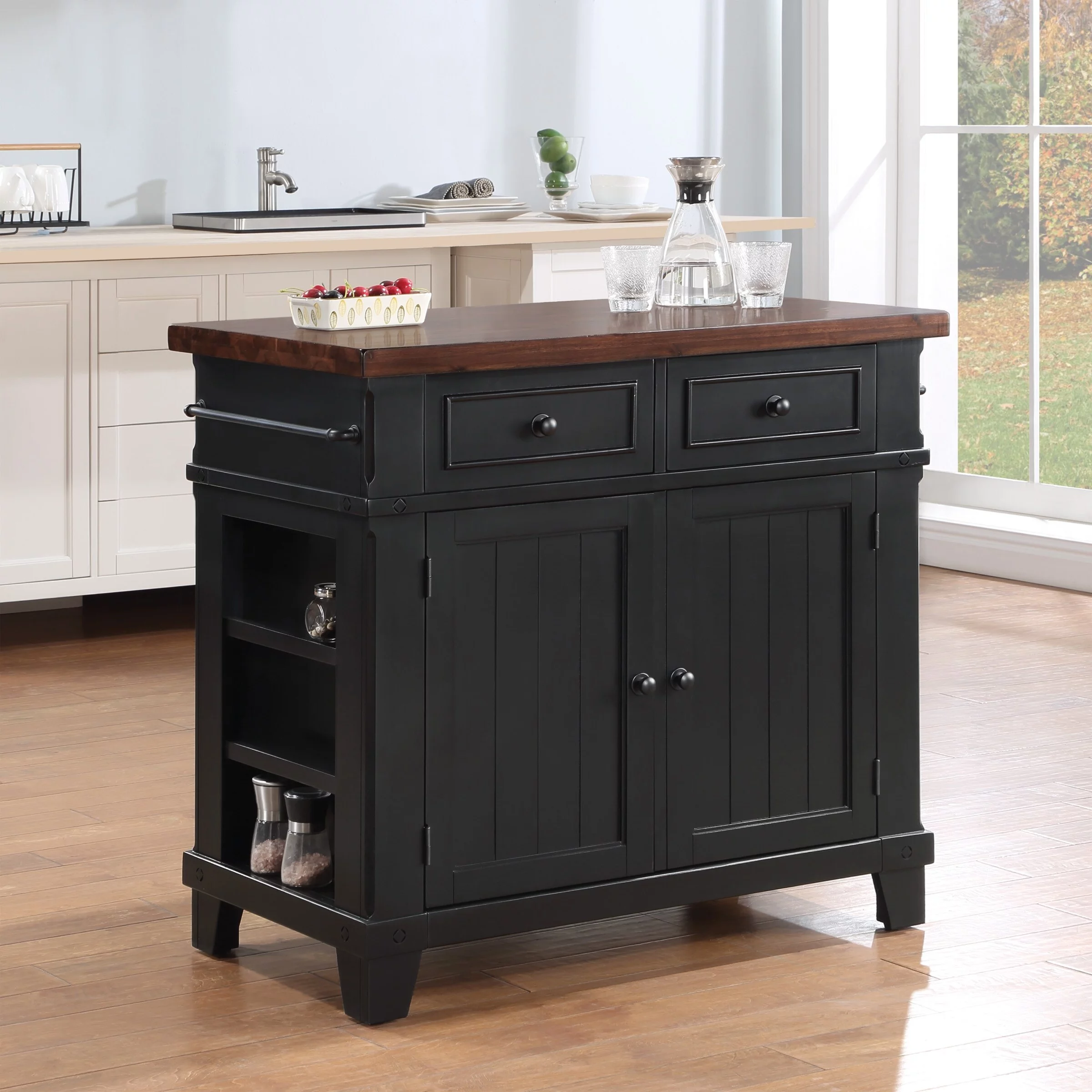 Madison Kitchen Island in White Finish Engineered Wood