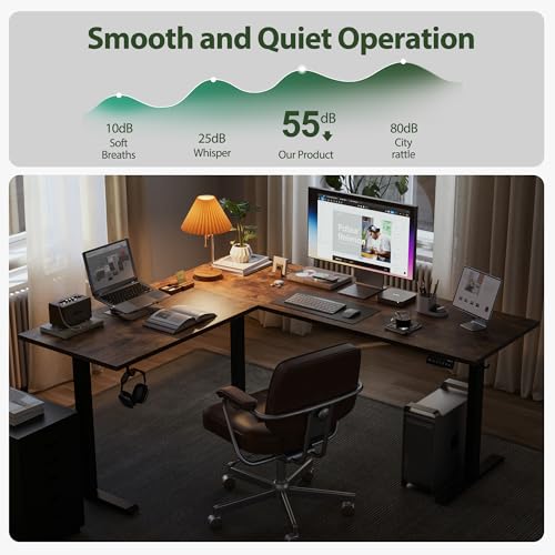 Agilestic L Shaped Electric Standing Desk with 2 Drawers, 63 Inch Ergonomic Adjustable Height Desk with Storage, Corner Desk Sit Stand up Computer Table for Work Office Home, Rustic Brown