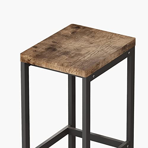 Danxee 4 Piece Iron Kitchen Breakfast Nook Counter Height Dining Table Set with 3 Wood Stools, Compact Kitchen Table for Kitchen, Dining Room, Dinette, Breakfast Nook, Pub Table (Natural)