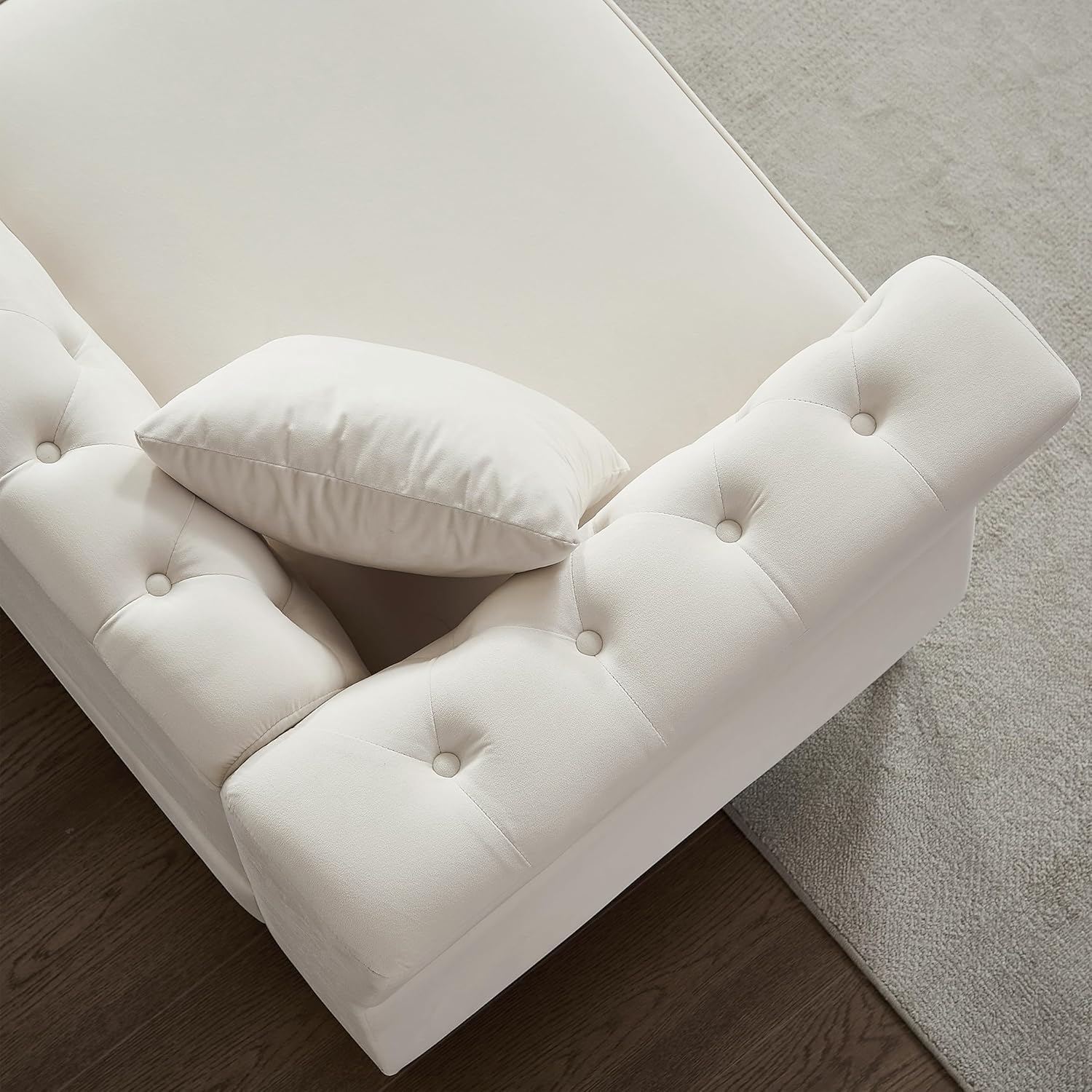 3-seater + 2-seater Combination Sofa Tufted Couch with Rolled Arms and Nailhead for Living Room, Bedroom, Office, Apartment, four pillows (Beige)