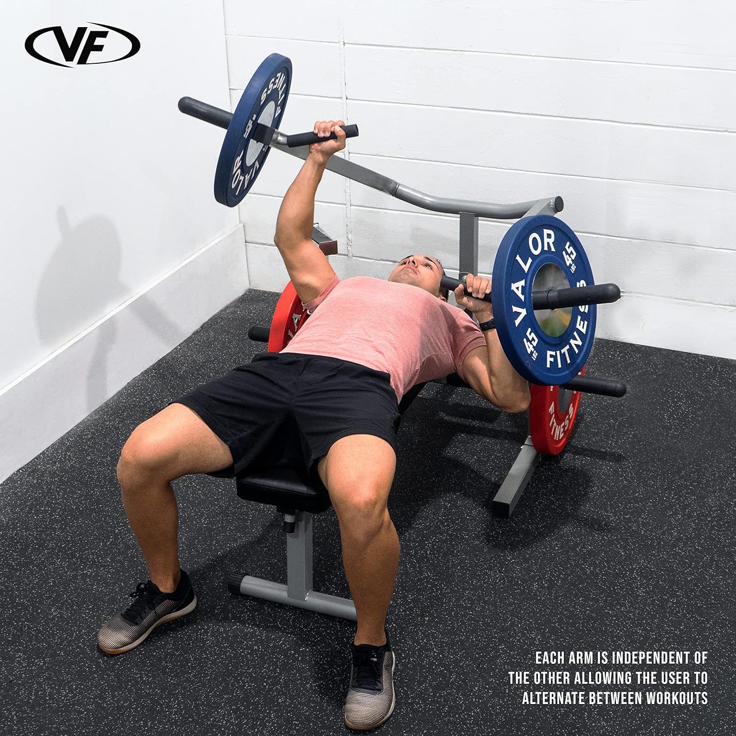 Valor Fitness Chest Press Machine – Independent Converging Arms - 9 Adjustable Positions - Flat Incline - 250 Pound Max - Home Gym Equipment BF-47