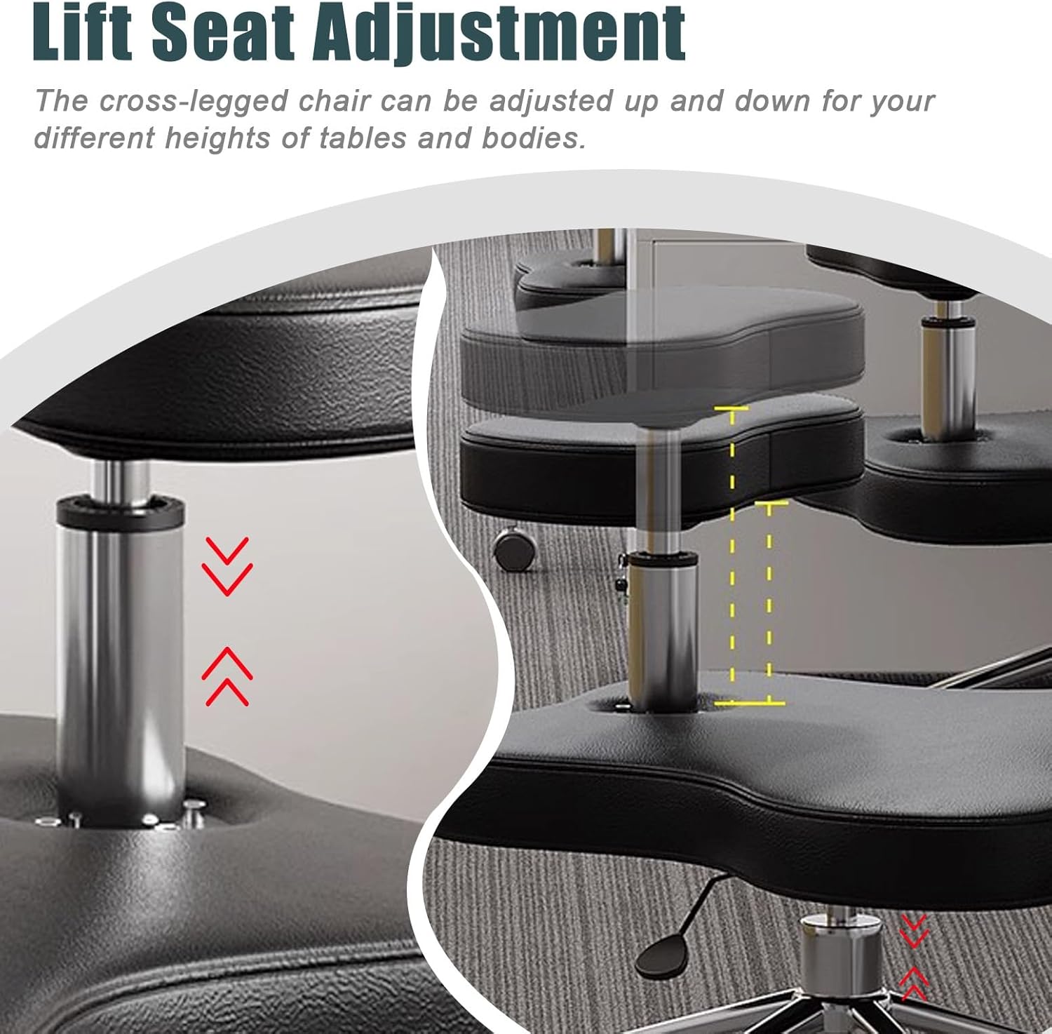 Mobile Yoga Kneeling Chair for Sitting, Armless Orthopedic Corrective Stools for Fidgety Sitters, Adjustable Computer Kneeling Stool Chairs