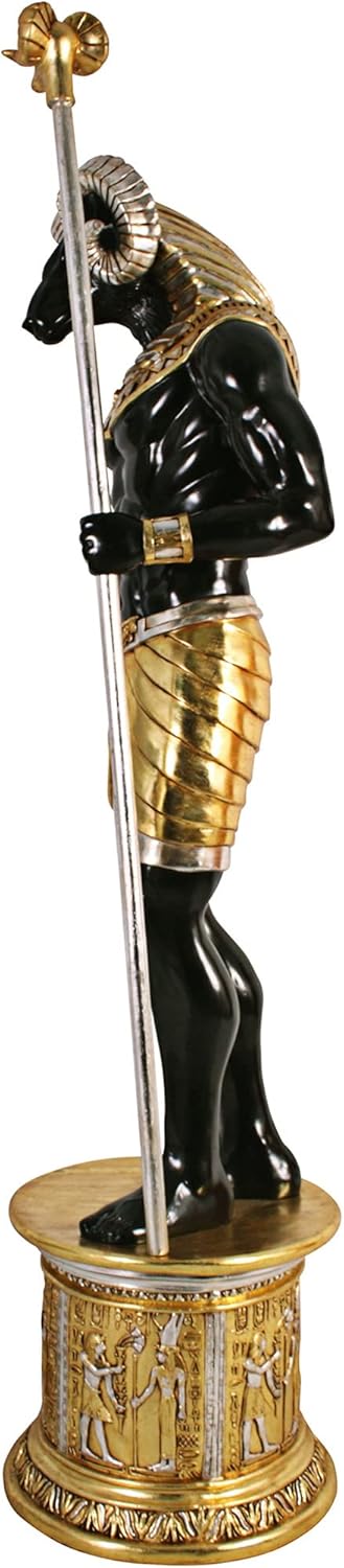 Design Toscano The Egyptian Grand Ruler Life-Size Khnum Statue Atop a Temple Column Mount