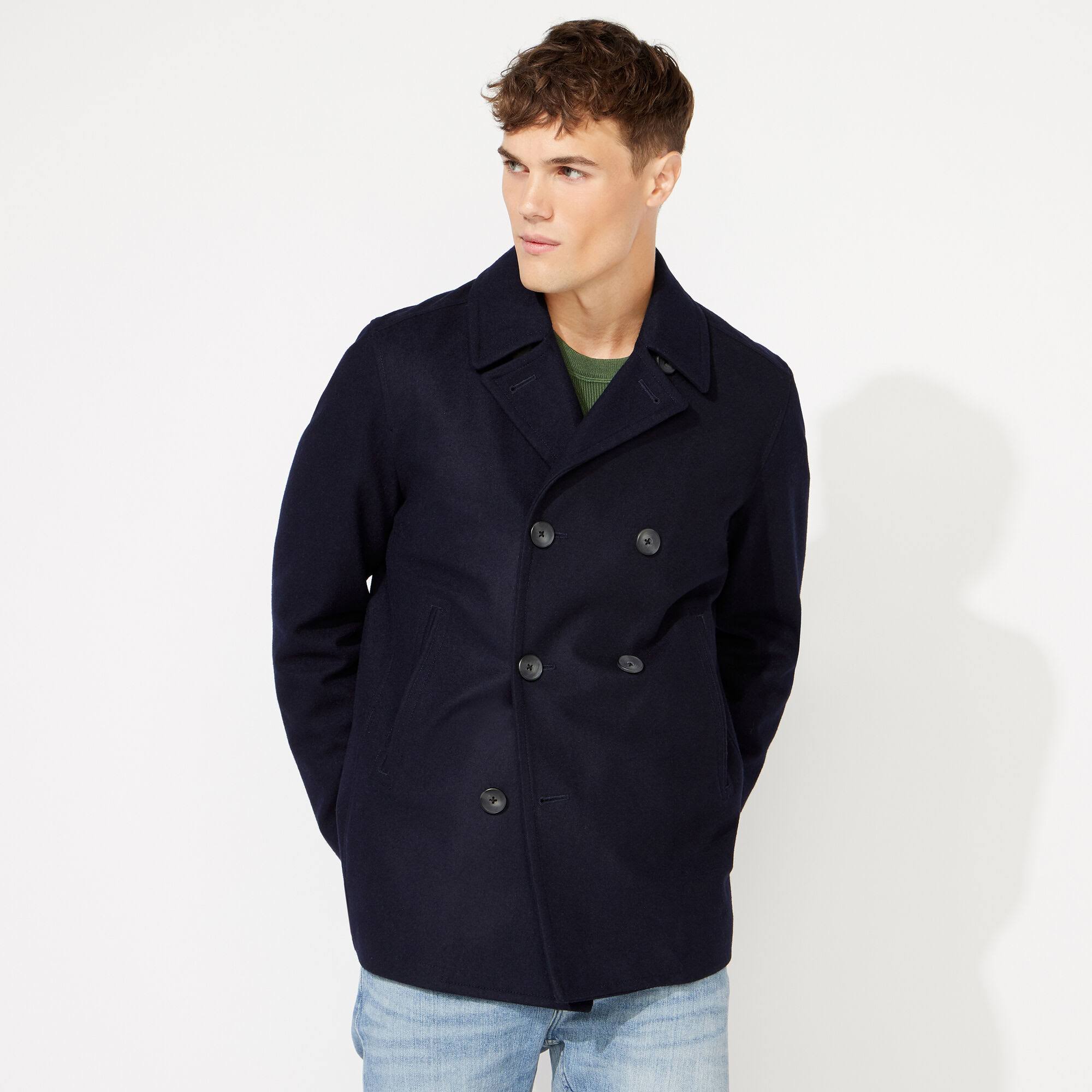 Nautica Men&s Three-Button Pea Coat - Dark Navy