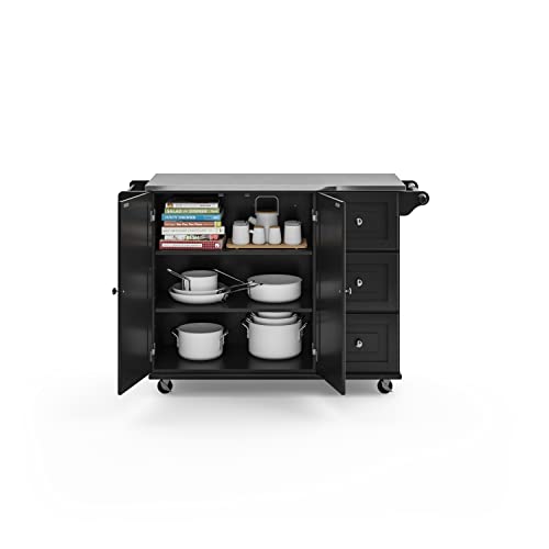 homestyles Mobile Kitchen Island Cart with Stainless Steel Top, Sage Green