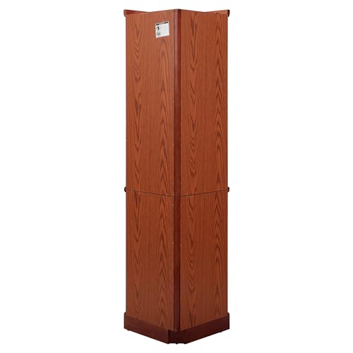Lighted Corner Display Curio Cabinet Wooden Curved Shelving Unit with Tempered Glass Door, Bar and Liquor Storage Area with 6 Shelves - Mirror Back (Walnut)