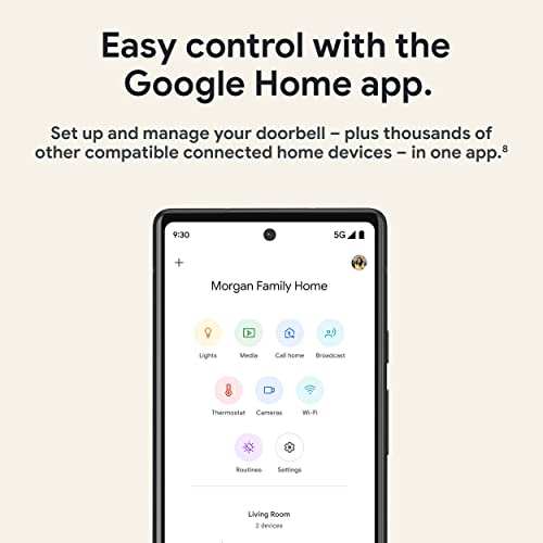 Google Nest Doorbell (Wired, 2nd Gen) - Wired Video Doorbell Camera - Doorbell Security Camera - Snow