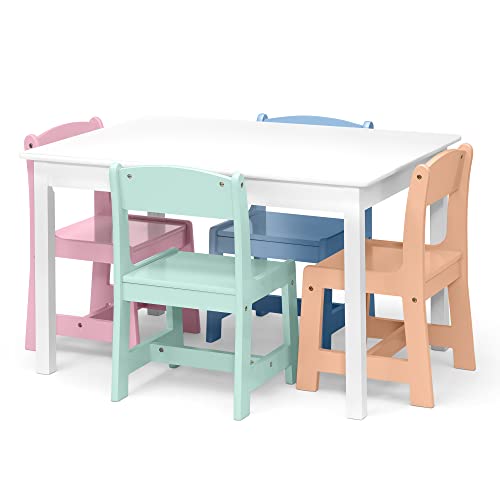 Delta Children Mysize Table with 4 Chairs, Bianca White/Primary