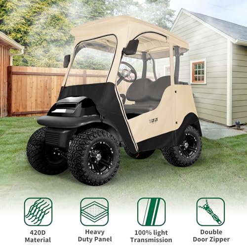 10L0L Golf Cart Enclosure fit for 2 Passenger Club Car Precedent Waterproof Windproof Portable Transparent Golf Cart Cover Storage Driving 4 Sided Enclosure