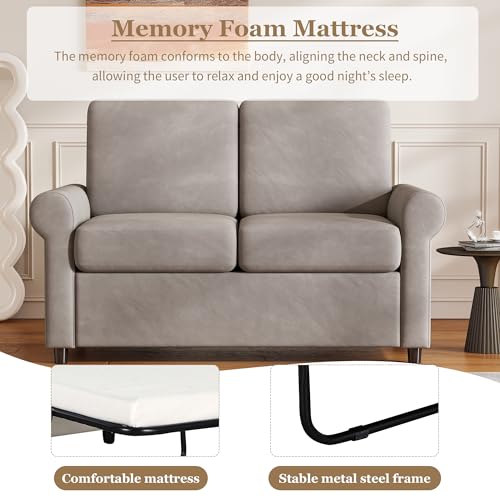 3-in-1 Convertible Sleeper Pull Out Sofa Bed Recliner, Versatile Double Couch Seat with Adjustable Backrest, Lumbar Pillows and Side Pockets Living Room Furniture Sets for Apartments, Black-2