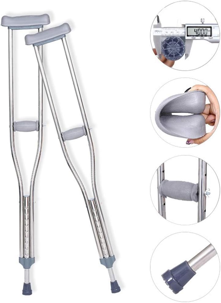 Tall Adult Walking Crutches,Lightweight Stainless Steel Medical Underarm Crutches with Height Adjustable,Retractable Anti-Slip Walker Fashionable