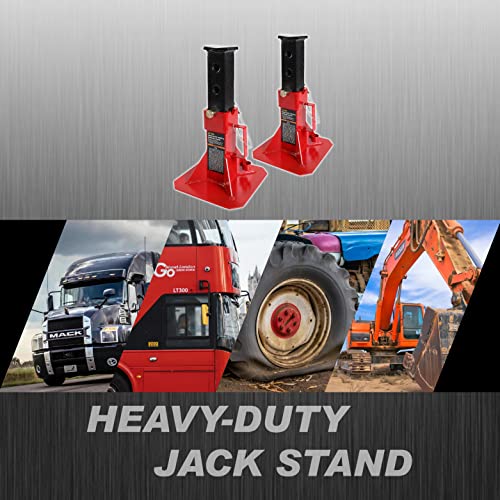 Torin ATZ120005B Heavy Duty Pin Style Adjustable Height Automotive Jack Stands, 12 Ton (26,400 lb) Capacity, Red, 1 Pair