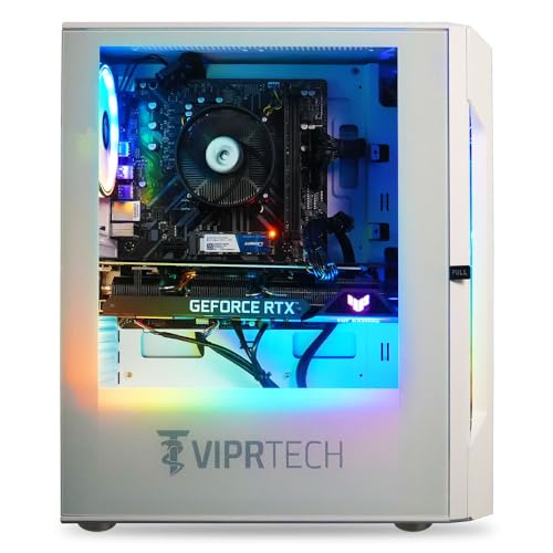 ViprTech Rebel 3.0 Gaming PC - AMD Ryzen 5 (12-LCore 3.9Ghz), RTX 3060 12GB, 32GB DDR4 3200 RAM, 1TB NVMe SSD, 600W Gold PSU, Bluetooth, VR-Ready, Streaming, RGB, Win 11 Pro, Desktop Computer White