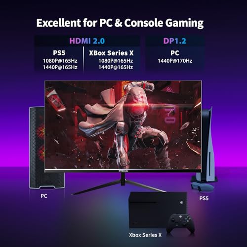FYHXele Gaming Monitor, Computer Monitor, 1ms, Premium Display, Eye Care, DisplayPort, HDMI, VESA Mount