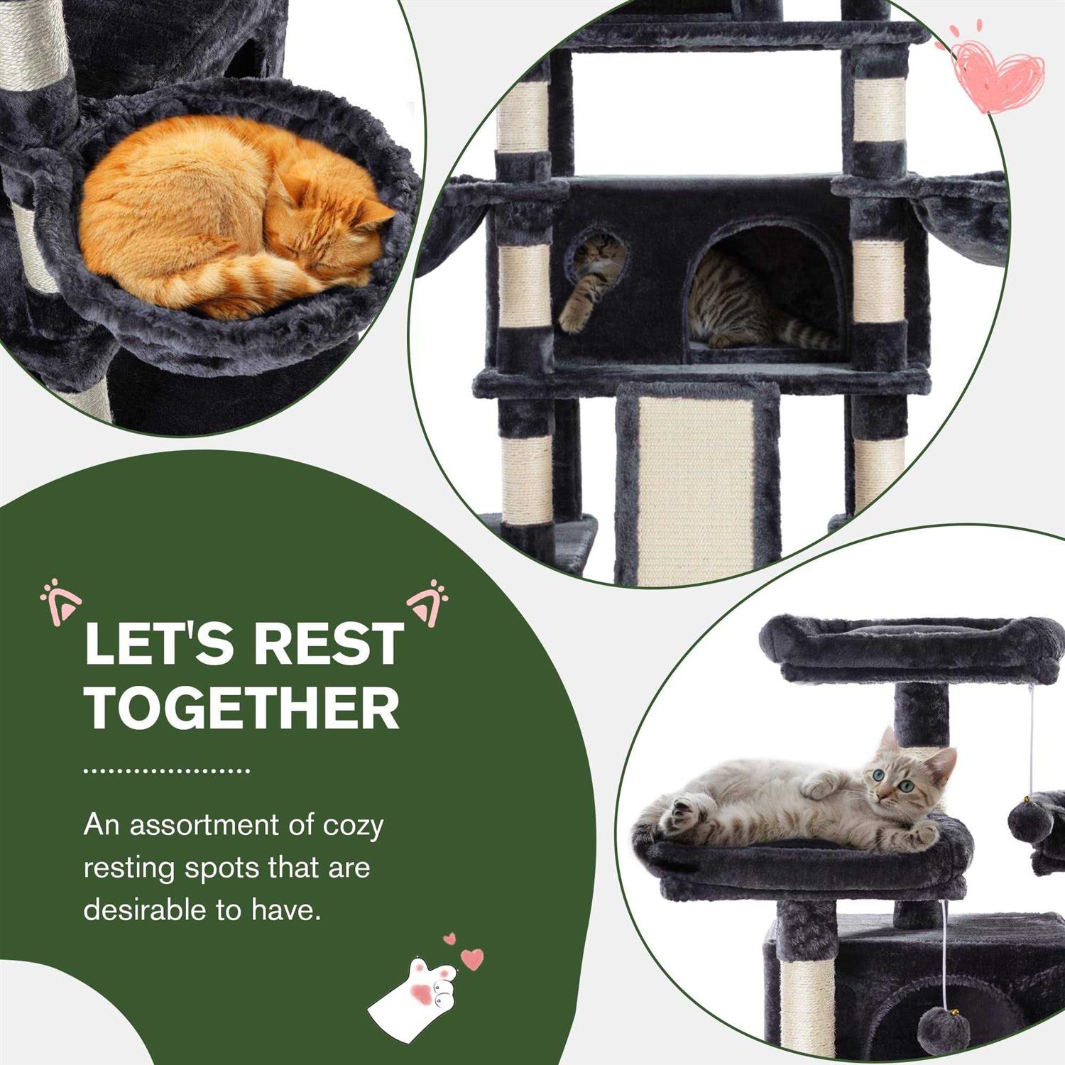 IMUsee 68 Inches Multi-Level Cat Tree for Large Cats/Big Cat Tower with Cat Condo/Cozy Plush Perches/Sisal Scratching - Pet Supplies online store