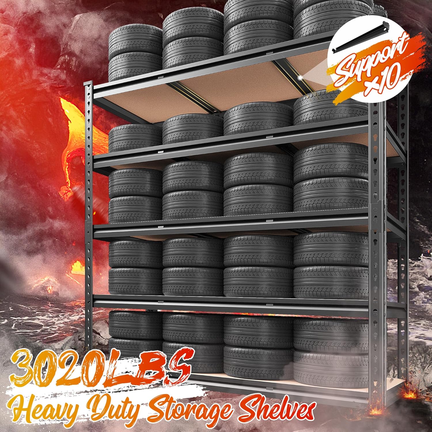 REIBII 48" W Garage Shelving Heavy Duty Storage Shelves 5 Tier 3020LBS Adjustable Shelves for Garage Storage Industrial,47.9" W X71.2 H X 24" D