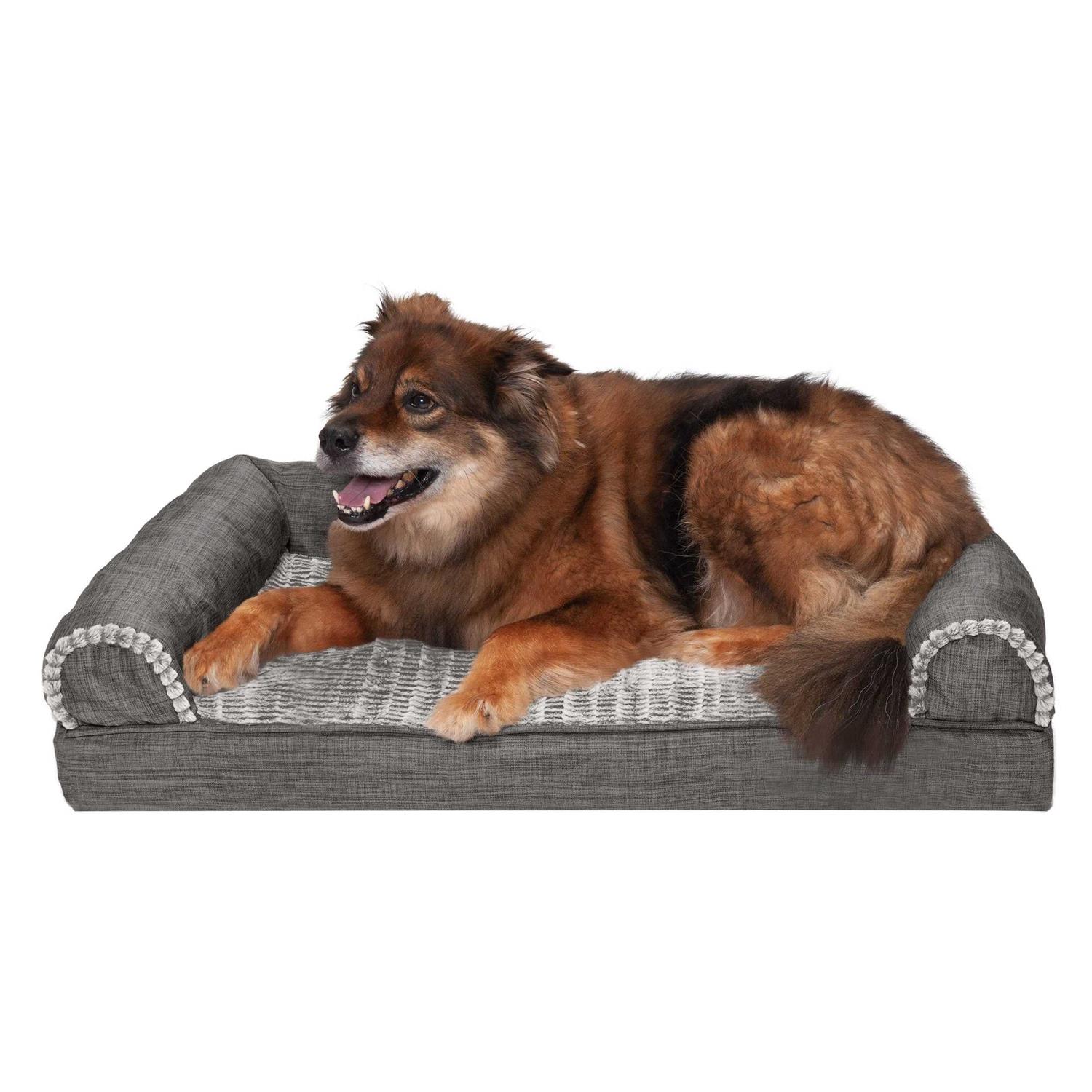 FurHaven Luxe Fur &amp; Performance Linen Sofa Bed - Pet Supplies online store