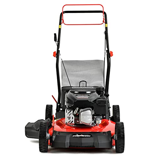 PowerSmart 21 in. Self Propelled Lawn Mower with Briggs and Stratton E550 140cc Gas Engine, 3-in-1 Mulch, Bag, Side Discharge Features, Adjustable Cutting Height, High Rear Wheels