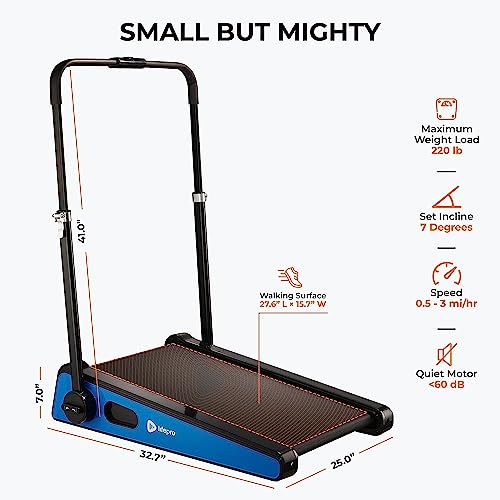 Lifepro Smallest Portable 30in Small Mini Walking Pad Treadmill Installation Free, Adjustable Incline, Under Desk Work Compact Treadmills for Home/Office - Max Load 220Lbs & Speed 3MPH