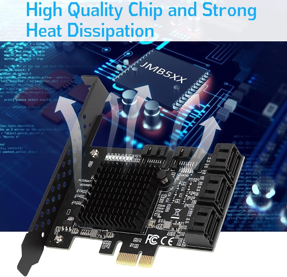 Heayzoki 8 Ports PCI-E to SATA 3.0 Card,PCI Express PCI-e Expansion Card,PCI-E to SATA3.0 Controller Expansion Board,for Windows 7/8/XP/10,with Driver Disc,Semi-High Baffle