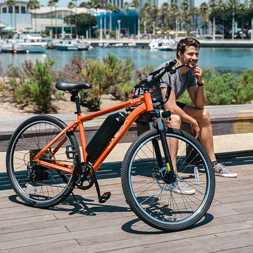 Jasion EB5 Electric Bike for Adults with Peak 500W Brushless Motor, 40Miles 20MPH Commuting Electric Mountain Bike with 360Wh Removable Battery, 7-Speed, 26" Tires and Front Fork Suspension