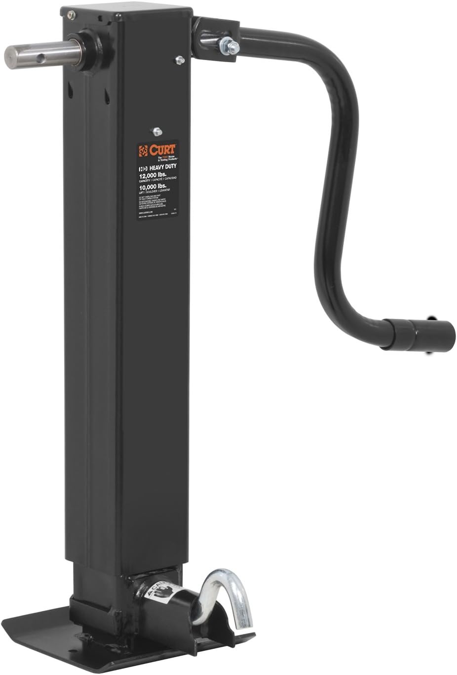CURT 28512 Direct Weld On Heavy-Duty Trailer Jack, 12,000 lbs. 12-3/8 Inches Vertical Travel