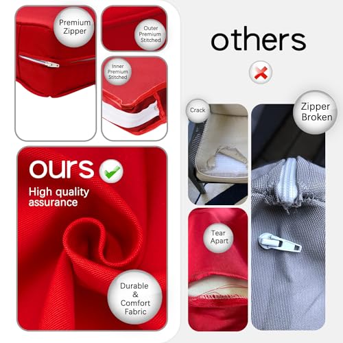 ClawsCover 13Pack Outdoor Seat and Back Cushions Replacement Covers Fit for 7Pieces Wicker Rattan Patio Furniture Set Sectional Couch with Dining Table and Ottoman,Red-Include Cover Only