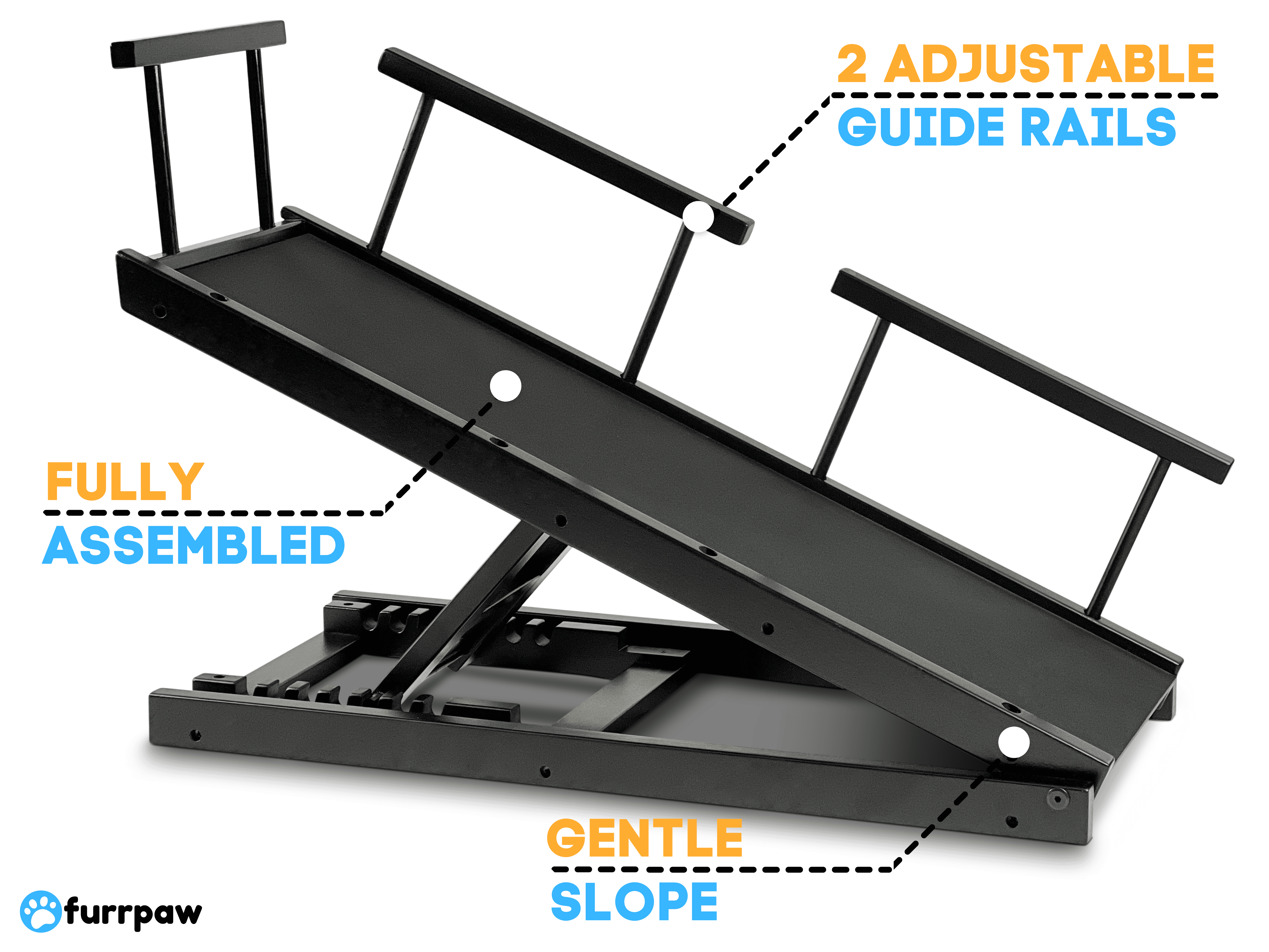 Dog Ramp for Couch - Adjustable 10" to 20" - Ramp for Dogs to Get On Bed - Pet Safe Paw Grip Anti Slip Doggie Puppy Stairs Small/Medium/Old Cats - Portable Car Steps - Ramps Small Dogs 80 lbs Max