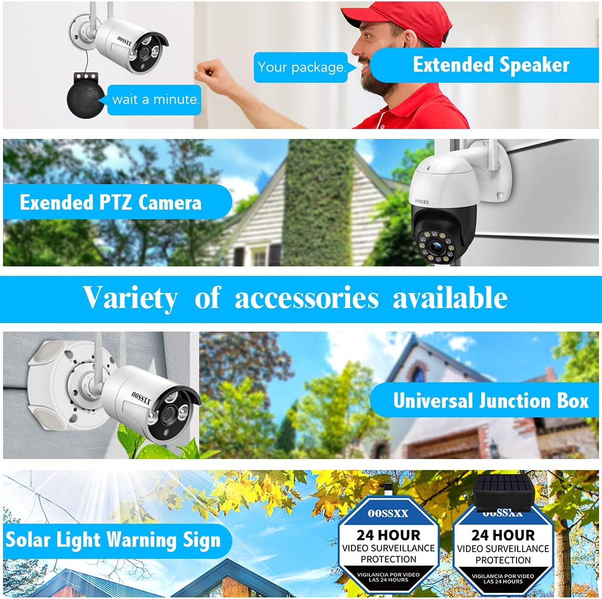 OOSSXX {Dual Antennas Wireless Enhanced & All-in-One} 2K 3.0MP Wireless Home Security Camera Systems Outdoor with 10inch Monitor, Wi-Fi Video Surveillance Camera System with 1TB