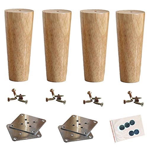 4Pcs Tapered Wooden Furniture Legs Modern Feet Sofa Leg Desk Cabinet Feet Maximum Load 1000 Lbs Wood Color Oblique Cone (Straight Cone 60cm/23.6in)