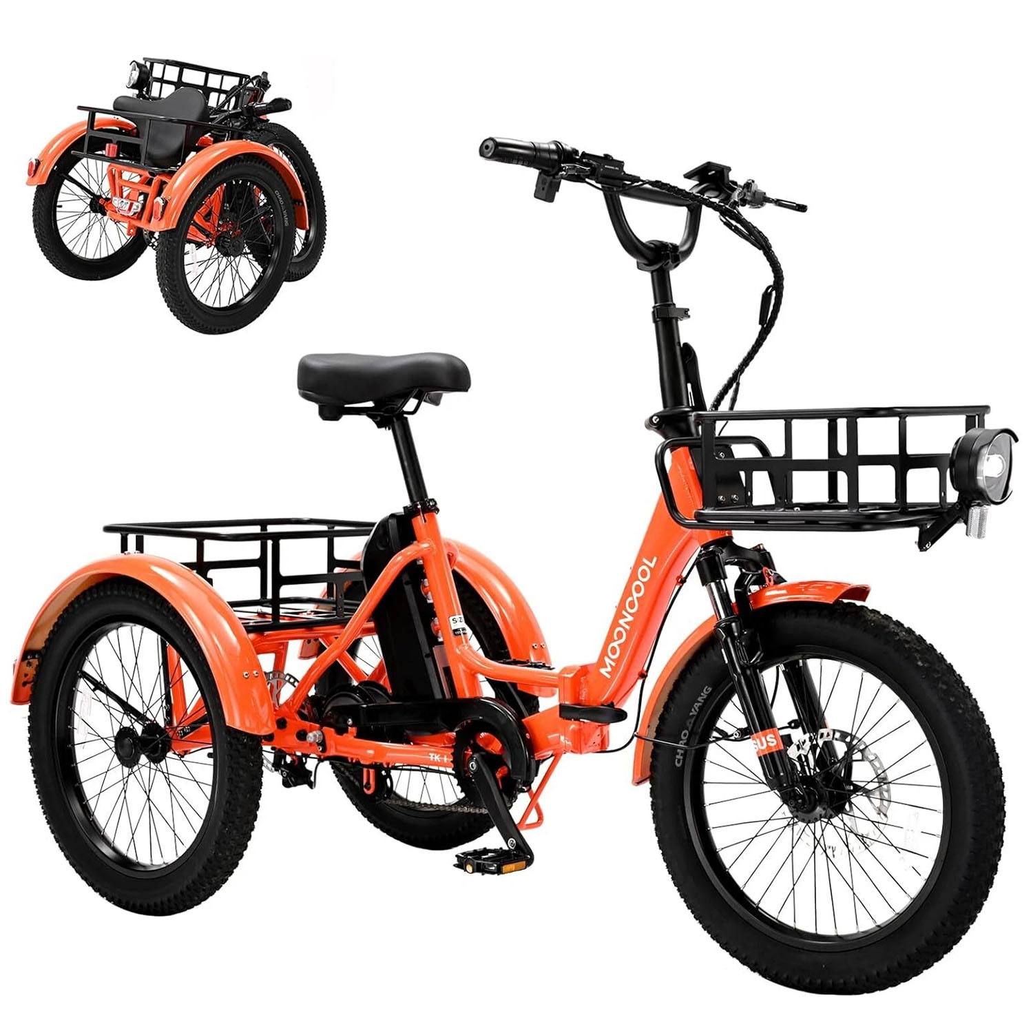 MOONCOOL 20 x4in Fat Tire Electric Tricycle Trike 500W E-bike&Battery for Adults