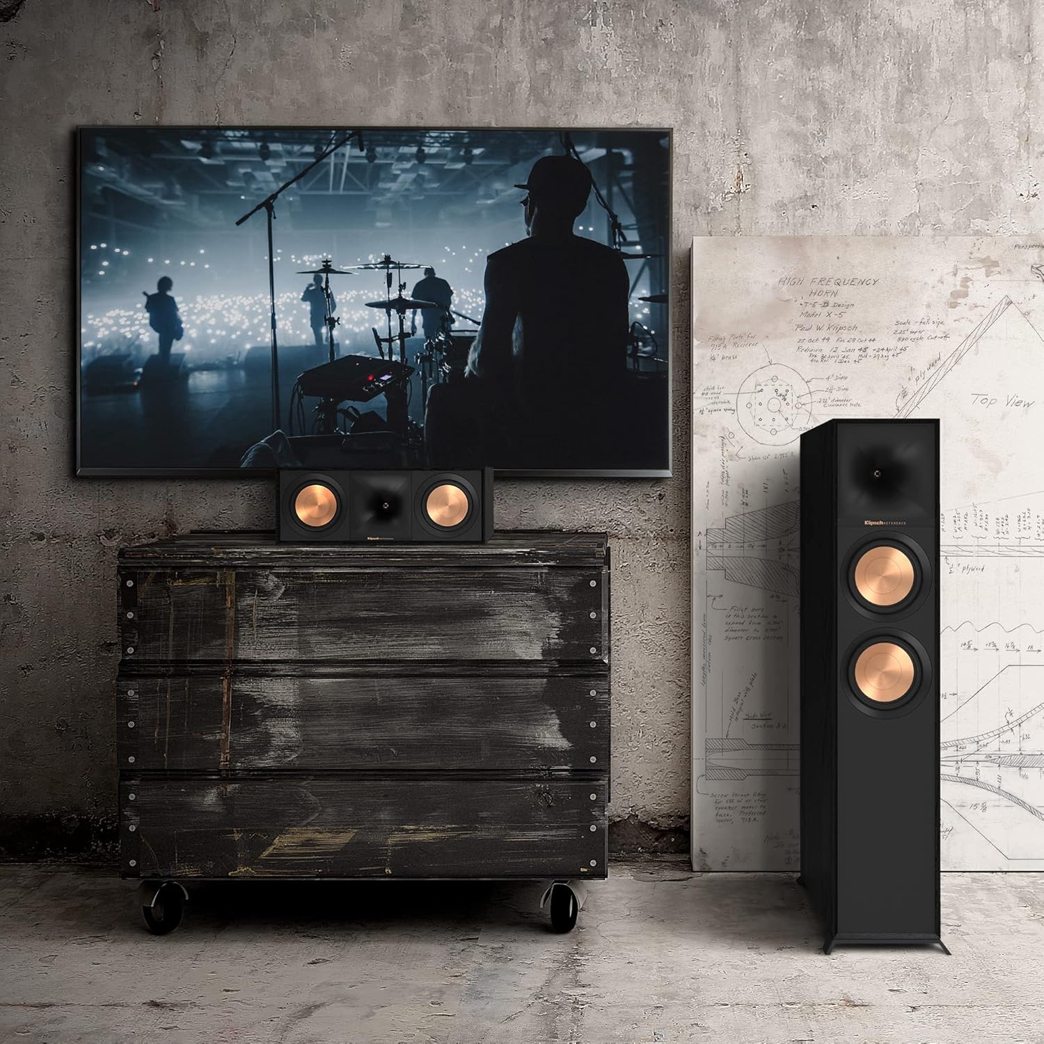 klipsch Reference Next R-605FA Dolby Atmos High-Performance, Horn-Loaded Floorstanding Speaker for Best-in-Class Immersive Home Theater in Black