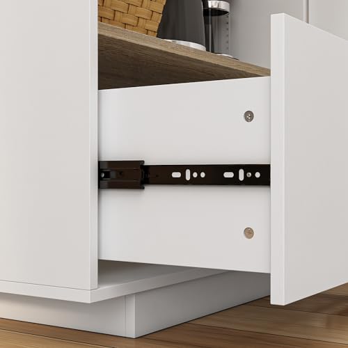 ECACAD 80.7" Kitchen Island with Storage, Wood Kitchen Prep Table White Stationery Storage Cabinet with 3 Drawers, Open Shelves & 2 Cabinets for Dining Room