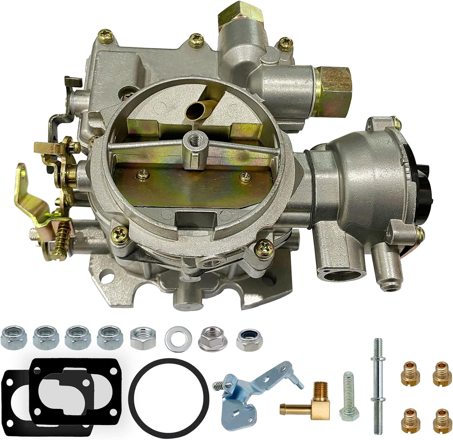 NENKUTEN Marine Carburetor 2 Barrel Carb for Mercruiser 3.0L/2.5L 4 CYL Engines Electric Choke with Jets Long Linkage and Gaskets nut Replace 3310-864940A01