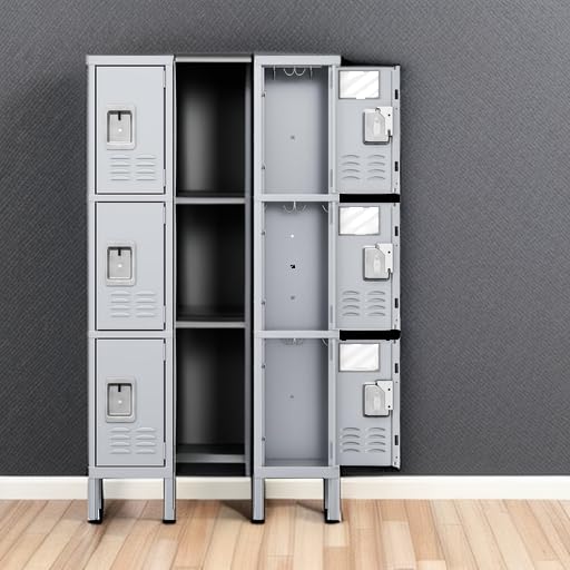 INTERGREAT 9 Door Storage Locker for Employee, Metal Locker for Office, Gym, Shool,Lockable Black Steel Locker with Lock and Card Slot for Home,Garage