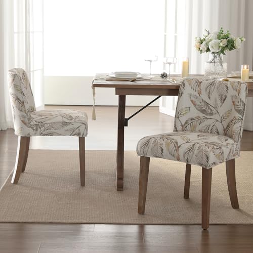 Upholstered Dining Chairs Set of 2, Farmhouse Kitchen Chairs with High Cane Backs, Black Rattan Dining Room Chairs Comfy Side Wood Chair for Living Room/Restaurant, White
