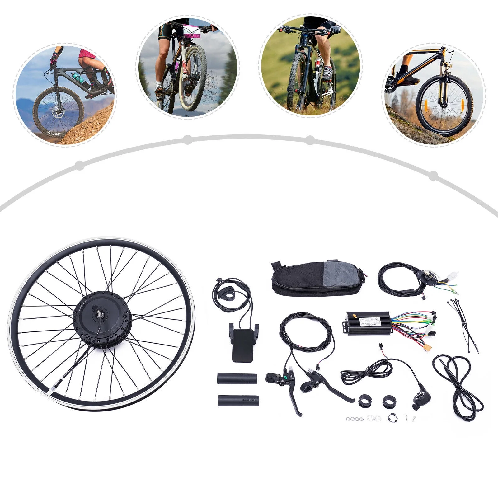 OUKANING 24" E Bike Electric Bicycle Motor Conversion Kit Front Wheel Hub Motor E Bike Cycling LCD 36V 500W