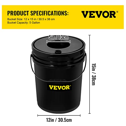VEVOR RDWC Hydroponics Grow System, Hydroponic Growing Kit with Top Drip, Recirculating Deep Water Culture 4 Buckles and 1 Reservoir, with Air Pump and Water Level Device for Leafy Vegetables