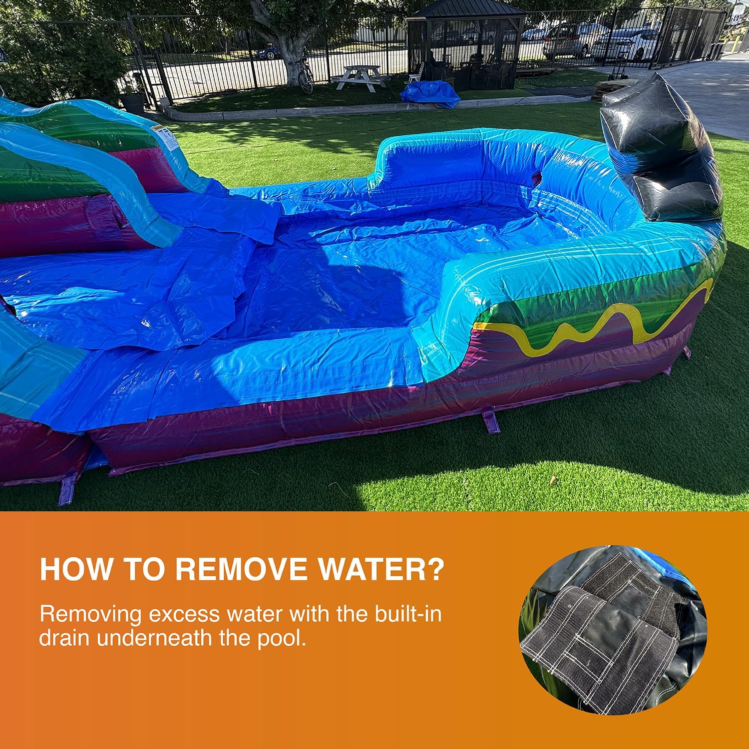 JumpOrange 19’ Level Up Water Slide with Detachable Deep Pool for Kids and Adults (with Blower), Commercial Grade, Outdoor Inflatable, Summer, Wet Dry Slide, Rental Quality