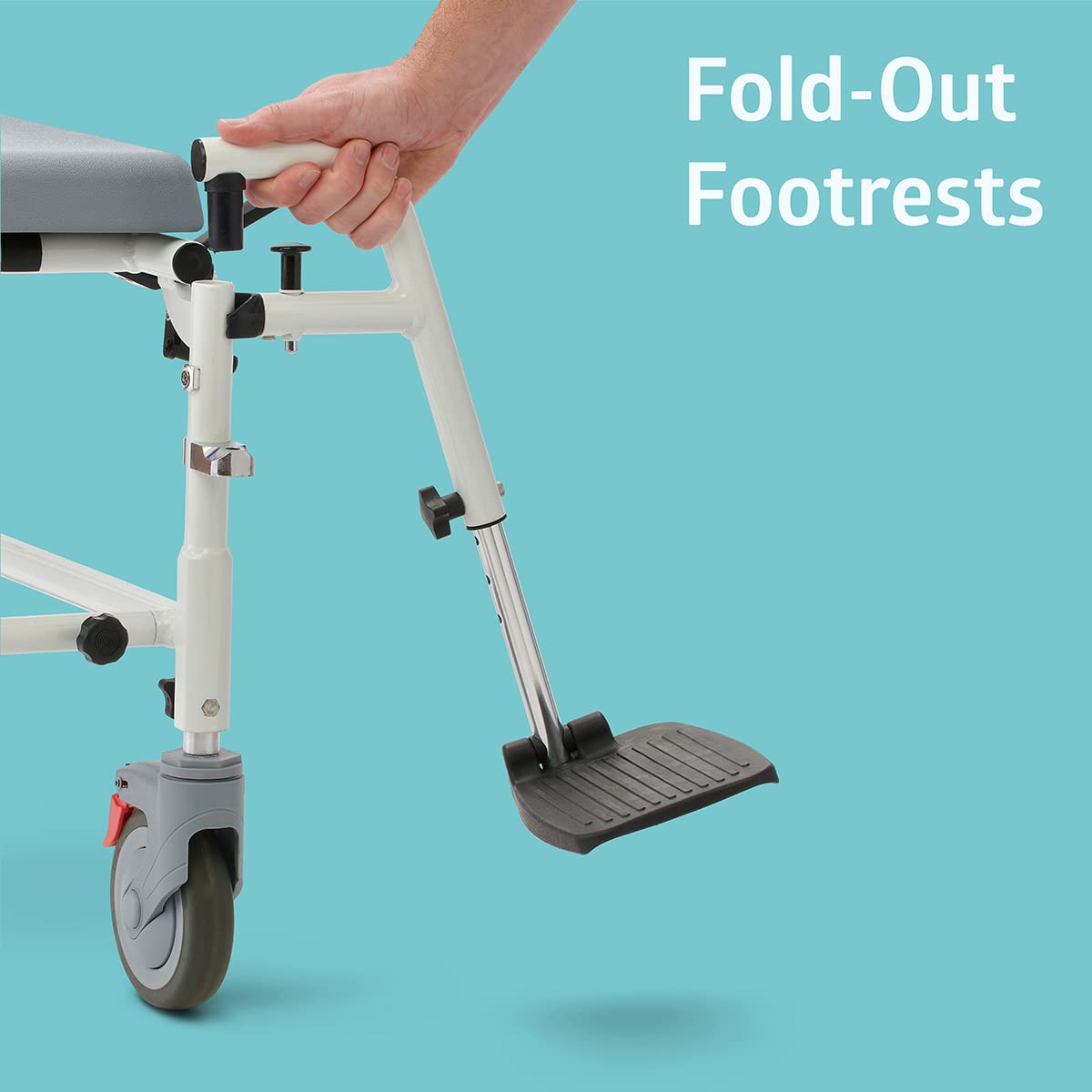 Medline Aluminum Shower Commode Transport Chair, 275 lbs. Capacity — for Seniors & Injured in Restroom, Bathroom or As Toilet, 1 Ct.