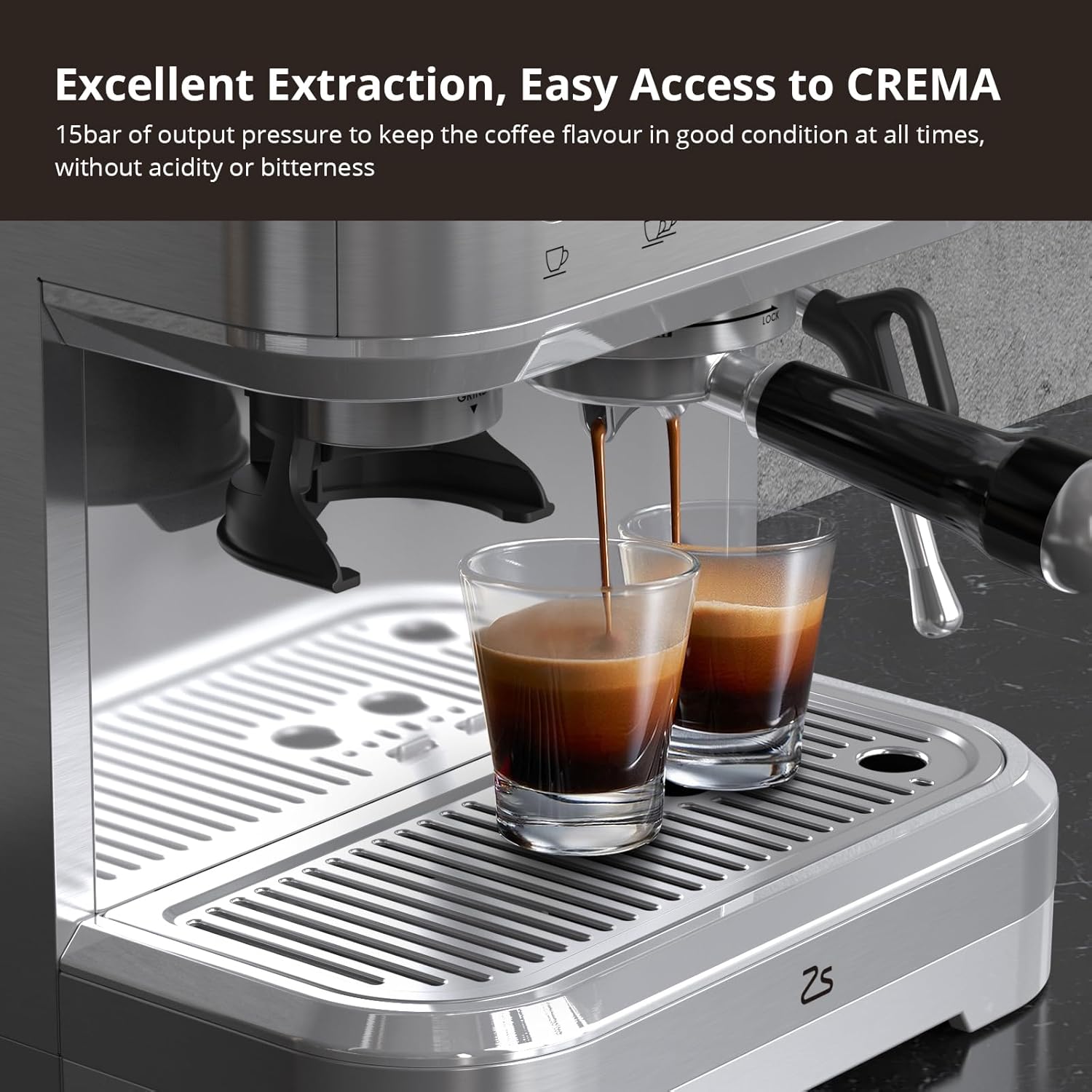 Espresso Machine with Milk Frother, All in One Cappuccino Latte Coffee Maker for Home Barista, Built-In Bean Grinder, 85oz Removable Water Tank, Gifts for Dad, Mom, Coffee Lover