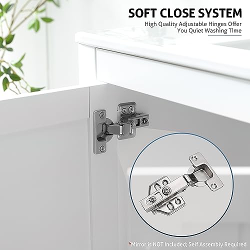 LUCKWIND 36" Bathroom Vanity with Sink Combo Set, Bathroom Cabinet with Laundry Hamper, includes 2 Doors, 1 Drawer and Soft Closing System, (Mirror Not Include), White