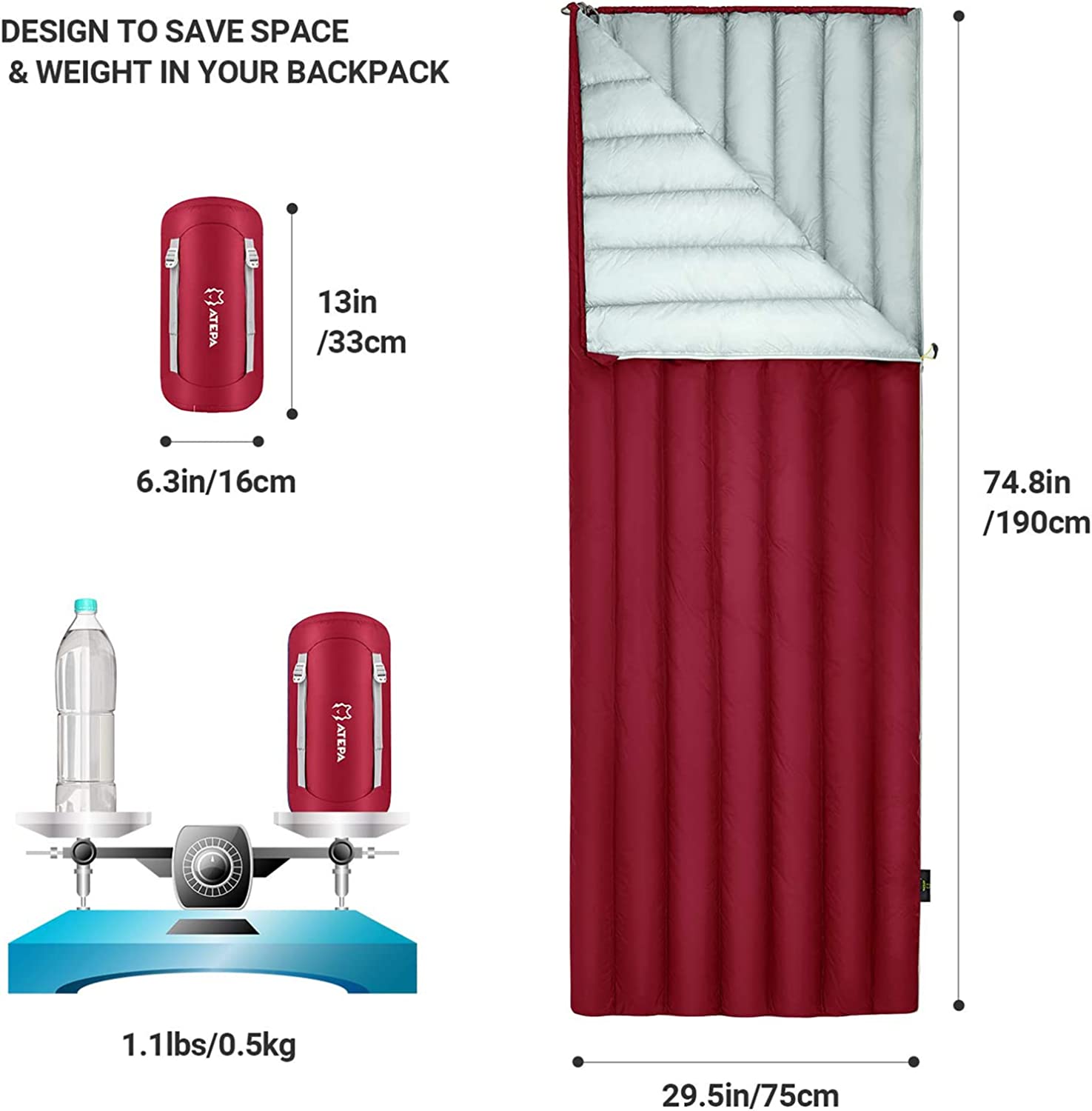 Sleeping Bag/ for Backpacking, Rectangular Warm Weather Sleeping Bag for Adult, ,