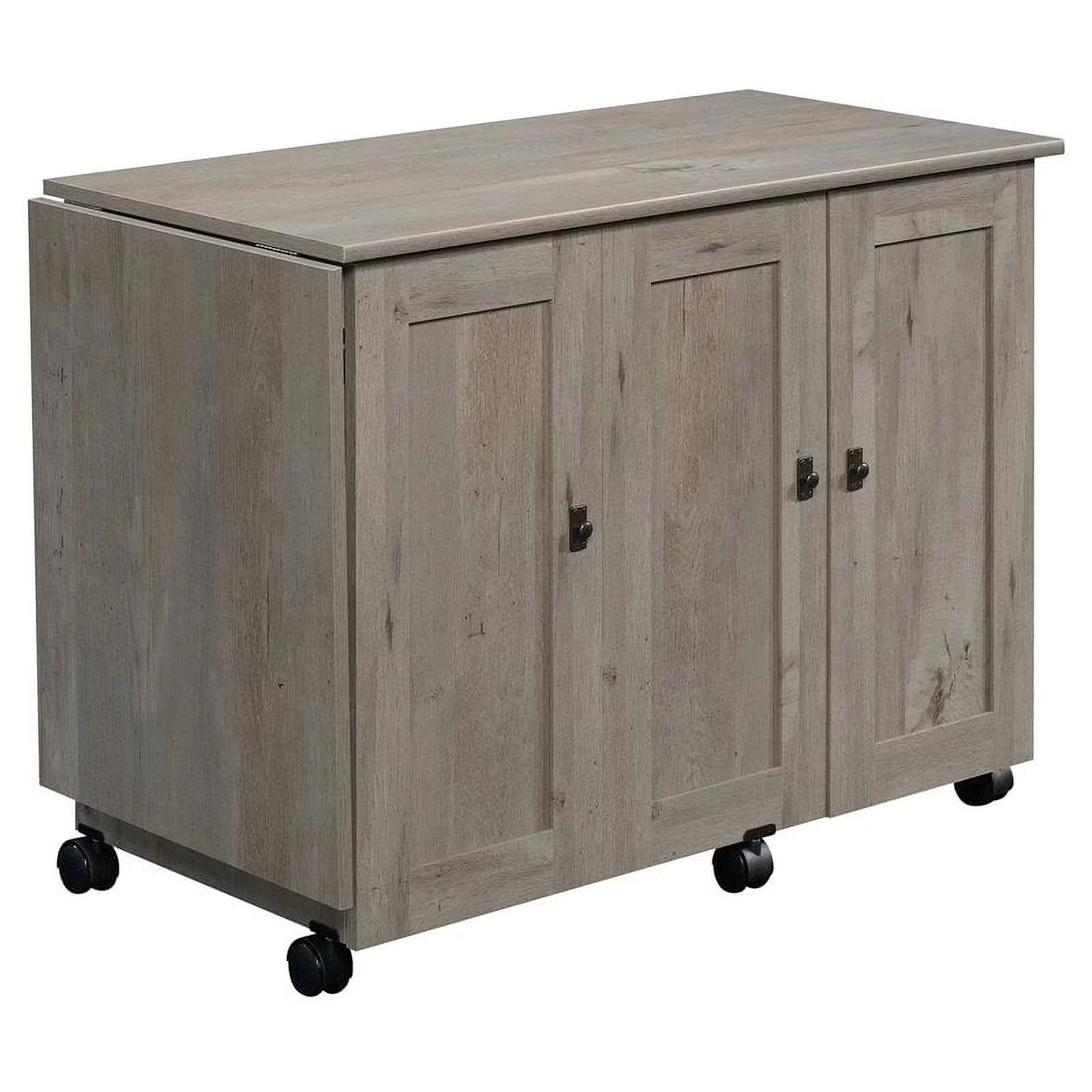 Pemberly Row Contemporary Engineered Wood Sewing Craft Table in Oak