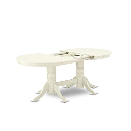 East West Furniture Vancouver 9 Piece Set Includes an Oval Dining Table with Butterfly Leaf and 8 Kitchen Chairs, 40x76 Inch, VAKE9-LWH-W