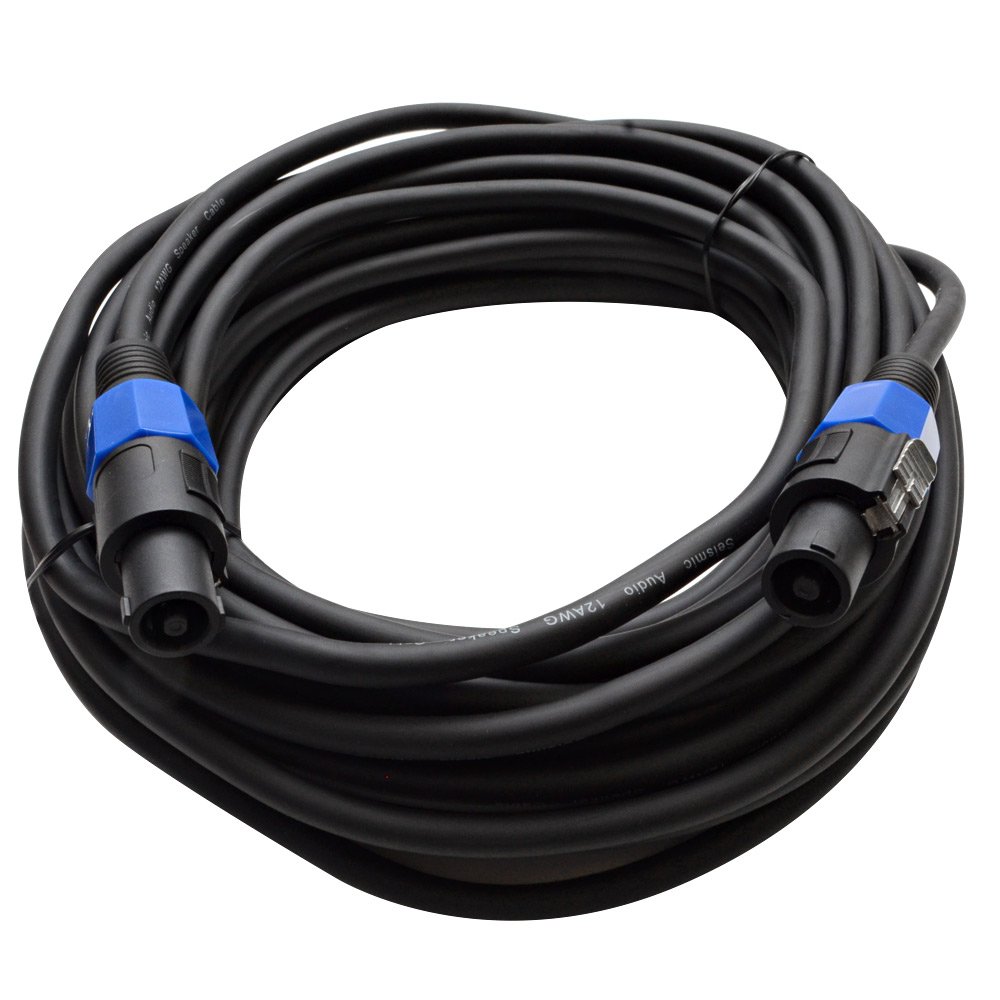 Seismic Audio - SA-122T-PKG23 - Pair of Dual 12 Inch PA/DJ Loudspeakers and 50' Speaker Cables - Dual 12 Inch Club,Party Loud Speakers